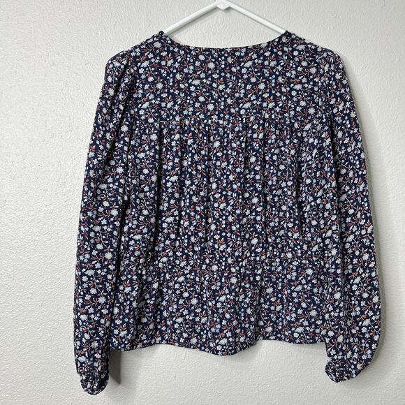 Madewell Womens Silk V Neck Peplum Blouse Size XS in Harvest Vine Floral - Picture 6 of 7